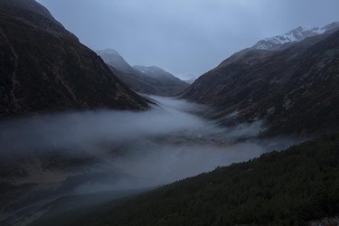 Nebel am Flüelapass, Davos, Graubünden, Schweiz