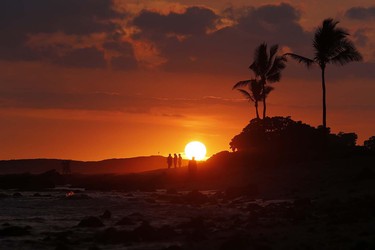 Sonnenuntergang, Old Airport Beach, Kailua-Kona, Big Island of Hawaii, USA